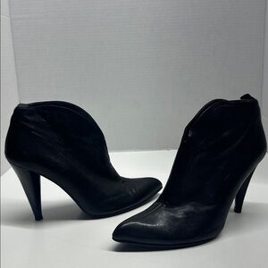 Stuart Weitzman Ankle Booties High Heel Short Boots Leather Pointed Toe Black 6